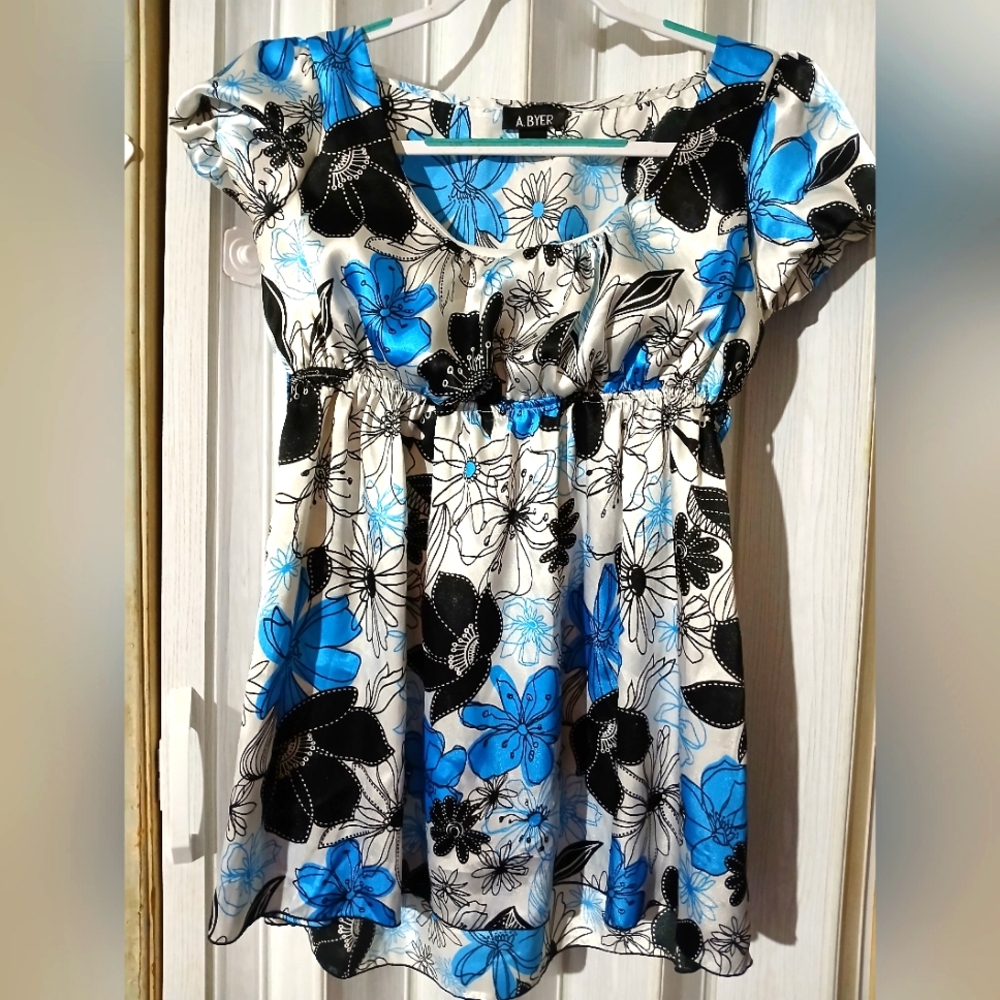 A. BYER Flutter Sleeve Smocked Blouse